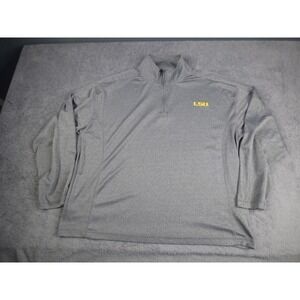 LSU Tigers Mens 2XL Gray Quarter Zip Pullover Shirt Heather Majestic Section101